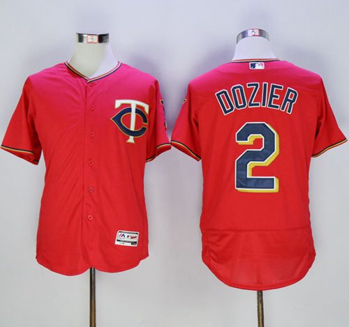 Twins #2 Brian Dozier Red Flexbase Authentic Collection Stitched MLB Jersey - Click Image to Close
